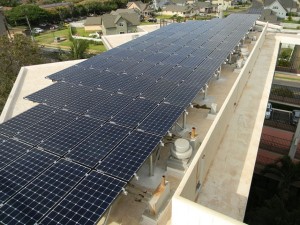 The finished 122-kW array on the Kauhale Makai Condominiums using Sunmodo’s SunBeam system.