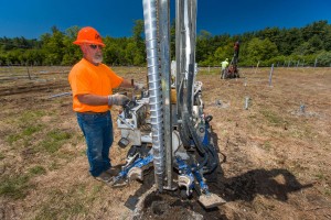 The TerraSmart ground screw is installed for a solar farm.